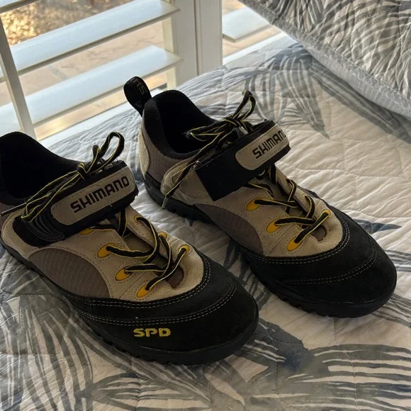 Shimano SPD Velcro Cycling Shoes Women Size 8/ unisex - Black & Yellow SH-MO37W - Picture 2 of 12